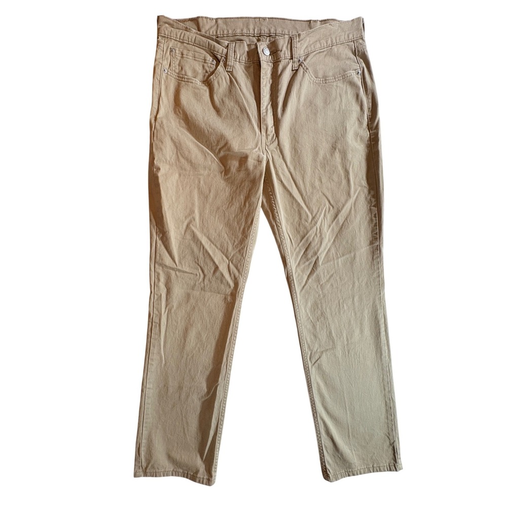 Levi's 514 Straight Fit Pants Mens 38x32 Khaki Tan Stretch Cotton Chinos